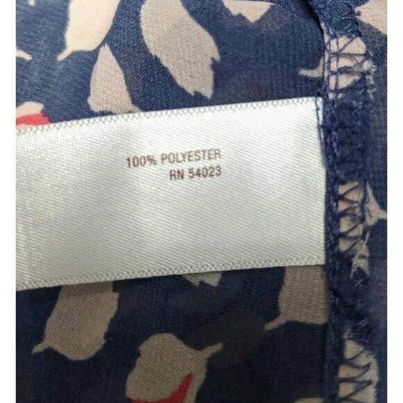 Old Navy Top Women Medium Sheer Loose Leaves Print Pleated Front Buttons Blue M - Picture 9 of 9